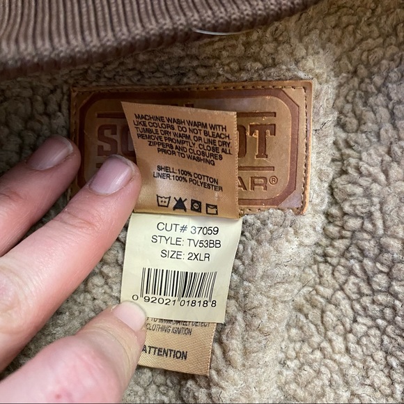 C E SCHMIDT WORKWEAR SHERMAN LINED BROWN CANVAS ZIP FRONT VEST MENS 2XLR POCKETS - Picture 5 of 8